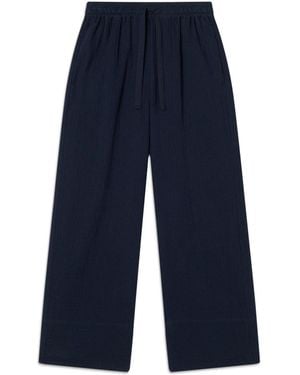 Whistles Petite Wide Crop Cheesecloth Pants - Blue