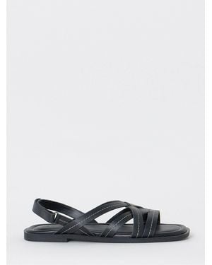 JD Williams Contrast Stitch Strappy Flat Sandals - White