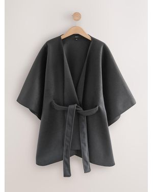 Next Wrap Front Cape Poncho - Black