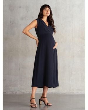 Seraphine Maternity Collar Detail Dress - Blue