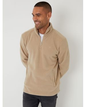 Threadbare Quarter Zip Microfleece Sweatshirt - Natural