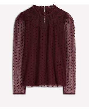 Boden Tulle Yoke Embroidered Top - Purple
