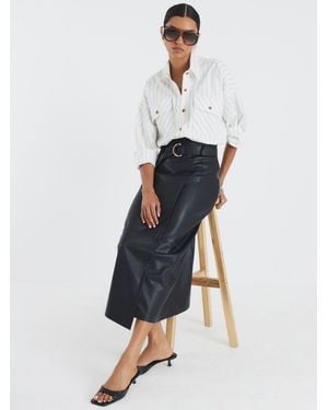 River Island Belted Wrap Midi Skirt - White