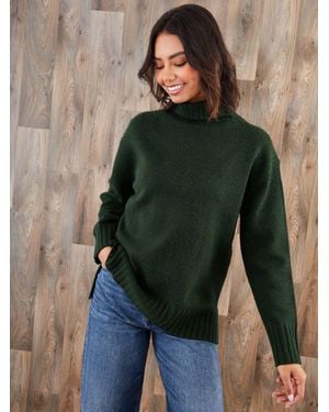 Threadbare Oversized Roll Neck Sweater - Green