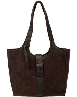 Pure Luxuries 'Lark' Suede And Leather Tote Bag - Brown