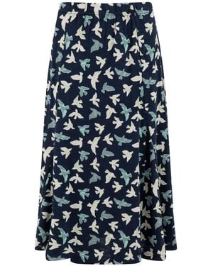 Weird Fish Romaro Printed Jersey Midi Skirt - Blue