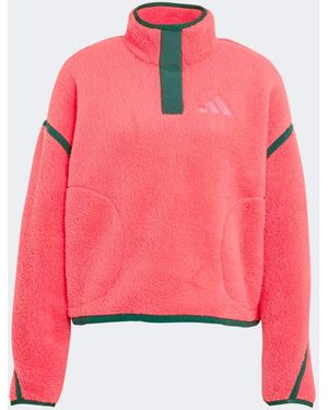 adidas Originals Adidas Terrex High Pile Fleece Half Zip Sweater - Pink