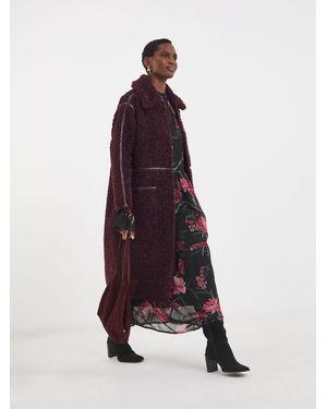 JD Williams Maxi Teddy Faux Fur Coat - Purple