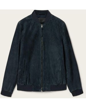 AllSaints Allsaints Morten Suede Bomber Jacket - Blue