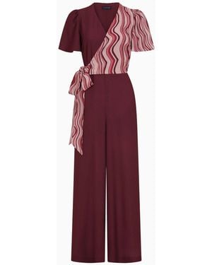 Hot Squash Overwrap Print Jumpsuit - Red