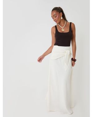 Threadbare Tie Sash Maxi Skirt - White