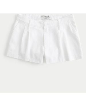 Hollister Low Rise Linen Blend Shorts - White