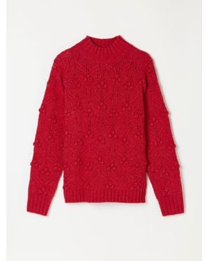 FatFace Fatface Knitted Bobble Texture Sweater - Red