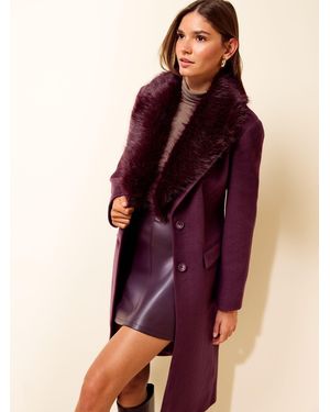 Friends Like These Fig Faux Fur Collar Longline Coat - Purple