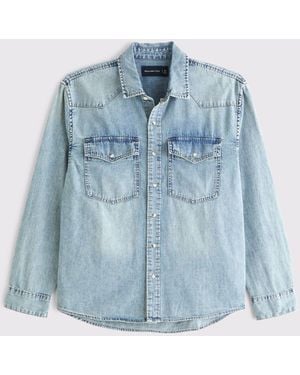 Abercrombie & Fitch Denim Button-Up Shirt - Blue