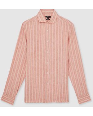 Reiss Ruban Leinenhemd Mit Knopfleistemittel - Pink