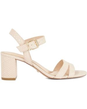Dune Standard Fit Leather Merisa Block Heel Sandals - Natural