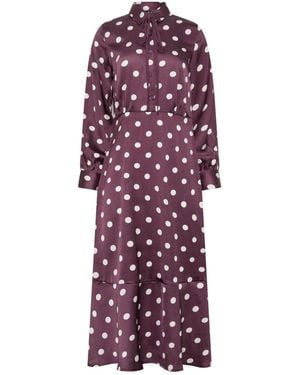 Long Tall Sally Polka Dot Tie Satin Maxi Dress - Purple