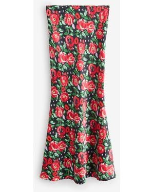 Cath Kidston Silky Satin Midi Skirt - Red