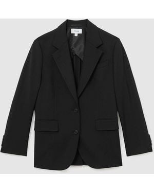 Reiss Petite Stretch-Twill Relaxed Single-Breasted Blazer - Black