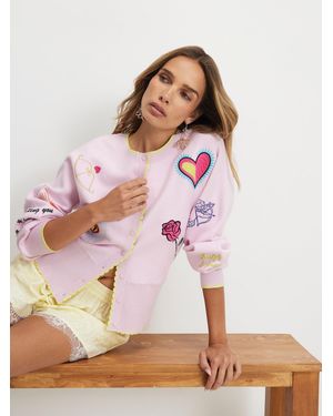 River Island Long Sleeve Embroidered Cardigan - Pink