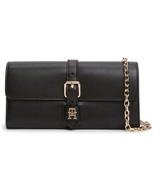 Tommy Hilfiger Buckle Flap Chain Strap Wallet - Black
