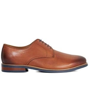 Dune Wide Fit Stanleyy Soft Leather Gibson Shoes - Brown
