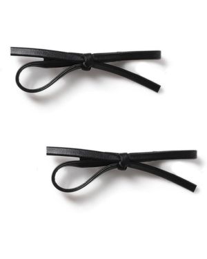 Aela Faux Leather Bow Hair Slides - White