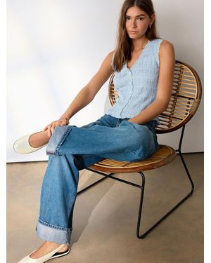 Next Sleeveless V-Neck Textured Waistcoat - Blue