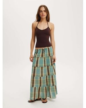 Cotton On Haven Multi Tiered Maxi Skirt - Green