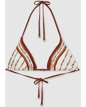 Reiss Ivory Tina Chain-Print Triangle Bikini Top - White
