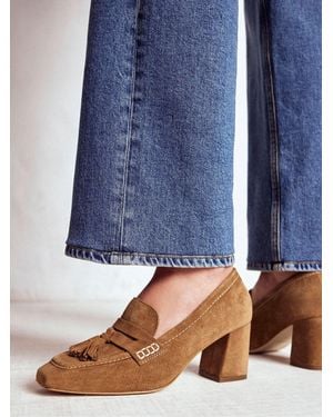 Boden Sol Block Heeled Penny Loafers - Blue
