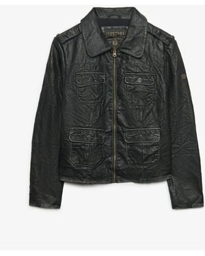 Superdry Leather Jacket - Black