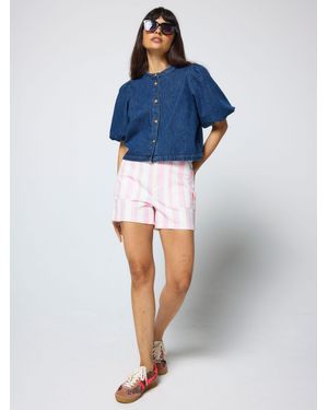 Scamp & Dude Stripe Patch Pocket Denim Shorts - Blue