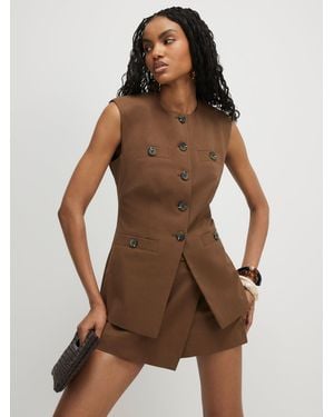 River Island Tolami Sleeveless Millitary Nipped Waistcoat - Brown