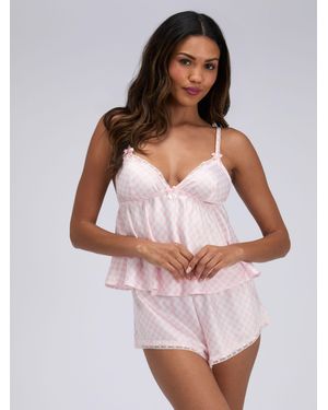 Boux Avenue Gingham Satin Cami Pyjamas Set - White