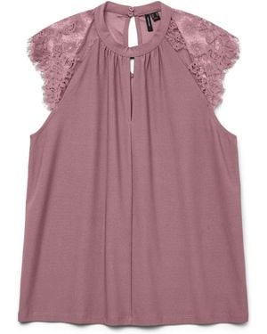 Vero Moda Vero Moda Sleeveless Lace Trim Top - Purple