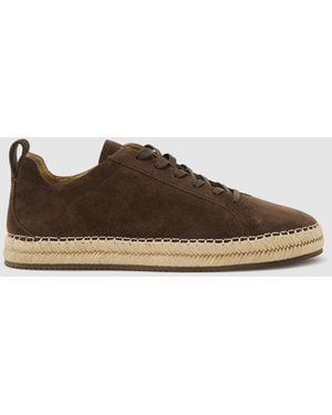 Reiss Cade Suede Espadrille Lace-Up Sneakers - Brown
