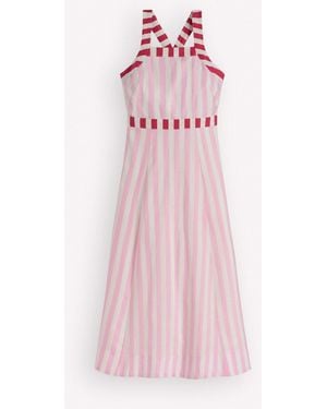 Boden Cross Back Linen Blend Dress - Pink