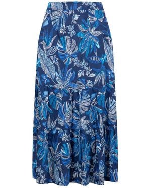 Weird Fish Cassis Printed Tiered Skirt - Blue