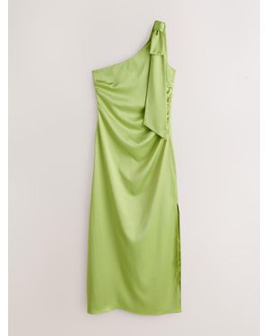 Next Bow One Shoulder Maxi Bridesmaid Dress - Green