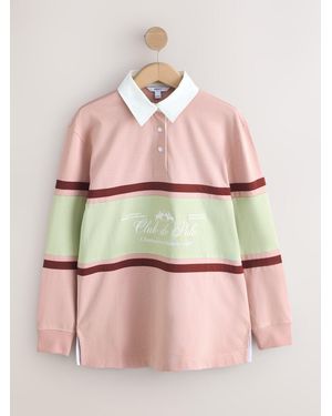 Next Long Sleeve Collegiate Embroidered Rugby Shirt - Pink