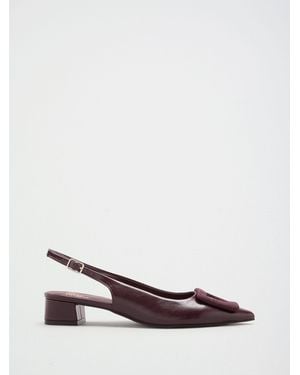 Friends Like These Standard Fit Faux Leather Buckle Detail Low Block Heel Slingback Court Shoes - Multicolor