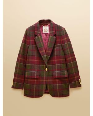 Joules Hackmore Check Relaxed Fit Tweed Blazer With Wool - Brown