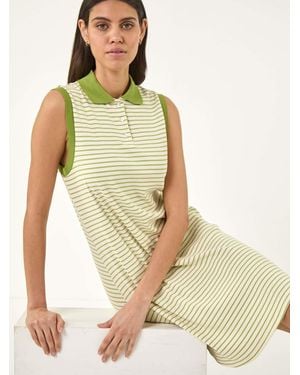 Roman Stripe Collared Mini Dress - Green