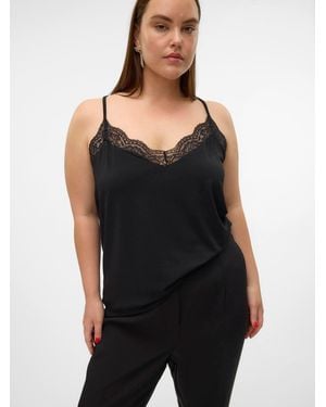Vero Moda Curve Lace Sleeveless Vest Top - Black
