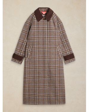 White Stuff Emmeline Check Coat - Brown