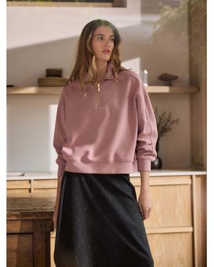 Next Mauve/ N. Premium Slinky Quarter Zip Sweatshirt - Pink