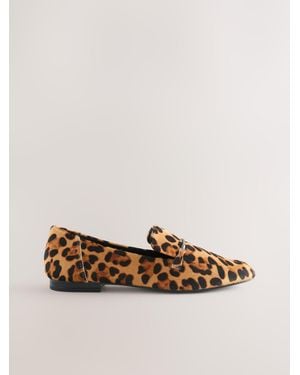 Next Forever Comfort Leather Round Toe Loafers - Natural