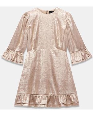 Mint Velvet Metallic Ruffle Hem Mini Dress - Natural